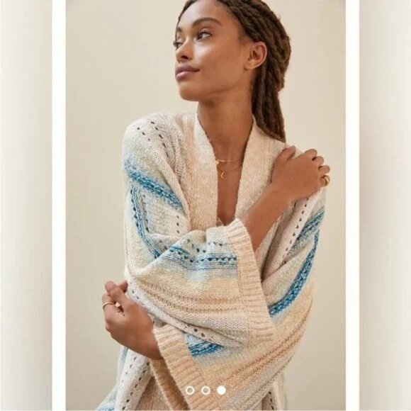 Anthropologie Elena Knit Striped Open Front Cardigan Sweater One Size womens - Picture 5 of 6